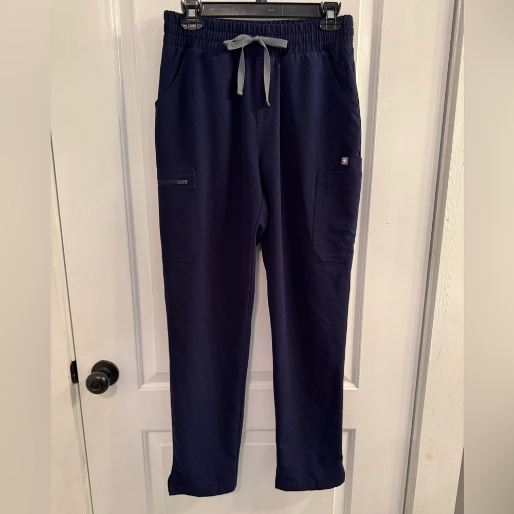 Figs High Waisted OG Scrunch Yola Skinny Scrub Pants Navy Blue Small